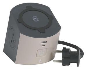 Legrand 049402-Razdj. utičnica s prek. 2U Tip E +USB-A+USB-C i bežičnim punj. 10W 2m