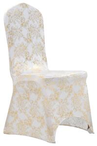 VidaXL Navlake za stolice 6 kom rastezljive bijele sa zlatnim uzorkom