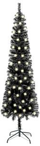VidaXL Usko božićno drvce s LED svjetlima 120 cm crno