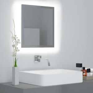 VidaXL LED kupaonsko ogledalo visoki sjaj sivo 40 x 8,5 x 37 cm drveno
