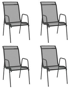 VidaXL Vrtne stolice 4 kom od čelika i tekstilena crne