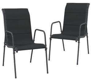 VidaXL Vrtne stolice 2 kom od čelika i tekstilena crne