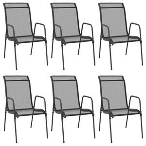 VidaXL Vrtne stolice 6 kom od čelika i tekstilena crne