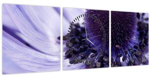 Slika - Ljubičasti cvijet (sa satom) (90x30 cm)
