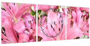 Slika - Ružičasti ljiljani (sa satom) (90x30 cm)