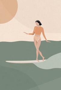 Ilustracija Surfer Girl Gliding on the Wave, LucidSurf