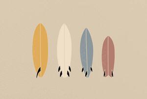 Ilustracija Vintage Old-school Retro Style Surfboards on, LucidSurf