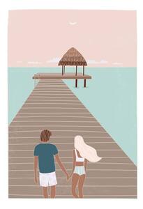 Ilustracija Flat illustration of romantic couple on, LucidSurf