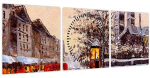 Slika -Slikani zimski grad (sa satom) (90x30 cm)
