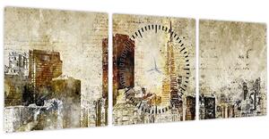 Slika - Umjetnički izveden grad (sa satom) (90x30 cm)