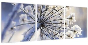 Slika - Smrznuti cvijet (sa satom) (90x30 cm)