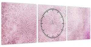 Slika - Mandala u ružičastom zidu (sa satom) (90x30 cm)