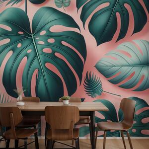 Foto tapeta - Monstera na ružičastoj (147x102 cm)