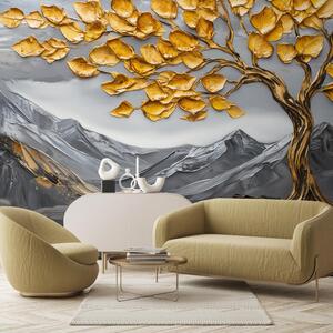 Foto tapeta - Stablo sa zlatnim lišćem (147x102 cm)