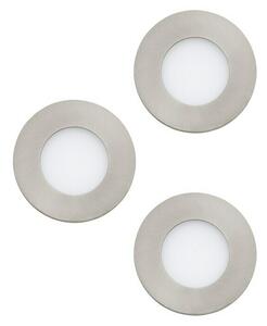 Eglo Set ugradbenih LED svjetiljki Fueva 1 (8,1 W, D x Š x V: 8,5 x 8,5 x 3 cm, Mat nikal, 3 Kom., Topla bijela)
