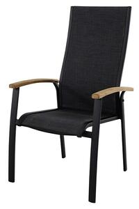 Sunfun Melina Vrtna fotelja (Crne boje, tikovina/tekstil/aluminij, Mogu se slagati jedni na druge)