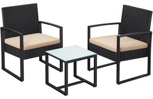 Garnitura vrtnog namještaja, 1 stol i 2 stolice, 40 x 39 x 40 cm, crno/bež | SONGMICS