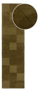 Kaki zelena ručno rađena vunena staza 60x230 cm Checkerboard – Flair Rugs