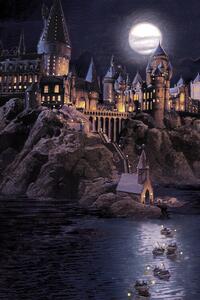 Umjetnički plakat Harry Potter - Hogwarts full moon, (26.7 x 40 cm)