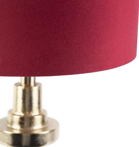 Art deco stolna svjetiljka s baršunastom sjenilom crvena 35 cm - Diverso