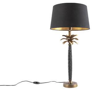 Art Deco stolna svjetiljka brončana s crnom hladom 35 cm - Areka