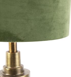 Art deco stolna svjetiljka s baršunastom sjenilom zelene 35 cm - Diverso