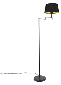 Klasična podna svjetiljka crna podesiva s crnom sa zlatnim hladom - Ladas