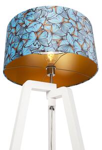 Podna svjetiljka stativ drvo s leptirastom baršunastom sjenilom 50 cm - Puros