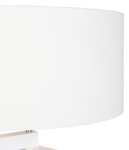 Podna svjetiljka stativ bijelo drvo s bijelim hladom 50 cm - Puros