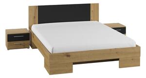 Zondo Bračni krevet 180 cm Verwood Typ 52 (s noćnim ormarićima) (hrast artisan + crni hrast). 1030068