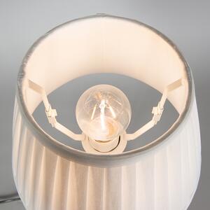 Retro stolna svjetiljka mesing s nabranom kremom u sjeni 25 cm - Kaso
