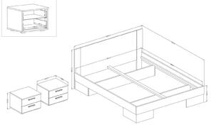Zondo Bračni krevet 160 cm Verwood Typ 81 (s noćnim ormarićima) (hrast sonoma + bijeli) . 1030062