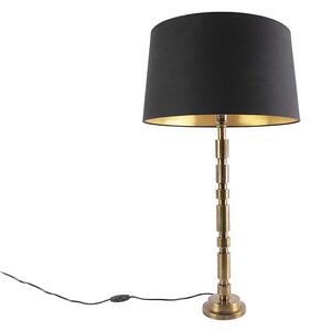 Art deco stolna svjetiljka brončana s pamučnom sjenilom 45 cm crna - Torre