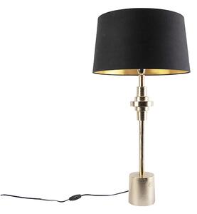 Art deco stolna svjetiljka crna s pamučnom sjenilom crna 45 cm - Diverso