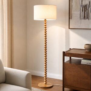 Lucande Podna lampa Karlie, visina 155 cm, bijela, drvo, E27, Bijela, Drvo