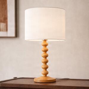 Lucande Karlie stolna lampa, visina 45 cm, bijela, drvo, E27, Bijela, Drvo