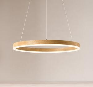 Lucande Thelma LED viseća lampa, prirodni hrast/siva, Ø 70 cm, prigušiva, Drvo, Dnevni boravak/blagovaonica, Plastika