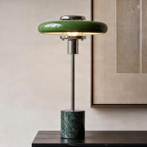 Lindby Branford stolna lampa, retro, zelena, metal/mramor, Zelena, Dnevni boravak/blagovaonica, Metal