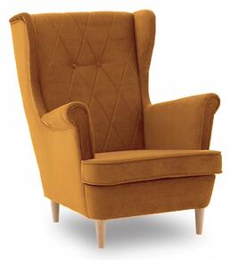 Senf žuta fotelja u skandinavskom stilu
