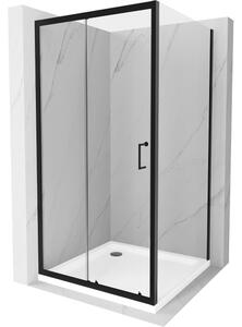 Mexen Apia klizna tuš kabina klizna 90 x 90 cm, prozirna, crna + plitki Flat, bijeli - 840-090-090-70-00-4010B