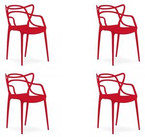 Set 4 plastične stolice KATO, crvene