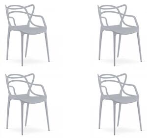 Set 4 plastične stolice KATO, svjetlosive