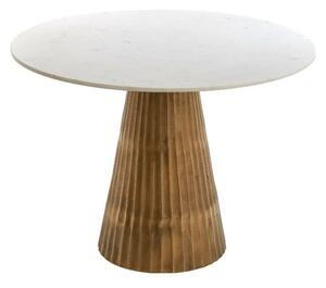 Bijeli/u brončanoj boji okrugli blagovaonski stol s pločom stola u mramornom dekoru ø 100 cm Leyda – Light & Living