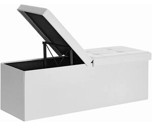 Sklopiva kutija za sjedenje, klupa za odlaganje 120L, 110 x 38 x 38 cm, bijela | SONGMICS