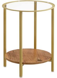 VASAGLE okrugli stolić za kavu sa staklenom pločom, luksuzan stakleni stolić za dnevni boravak, 40 x 55 cm