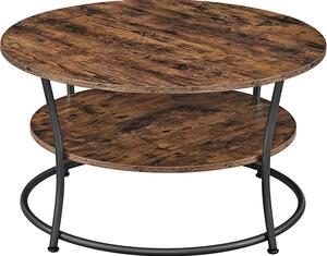 Stolić za kavu, okrugli stolić za kavu s policom 90 x 88 x 7 cm | VASAGLE