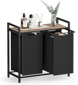 Košara za rublje sa dve uklonjive vrećice, 2 x 46 l, 73 x 33 x 72 cm, smeđe-crna | VASAGLE