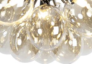 Dizajn stropne svjetiljke crne boje s jantarnim staklom 3-svjetla - Uvas