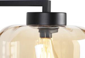 Dizajn podna svjetiljka crna s jantarnim staklom - Qara