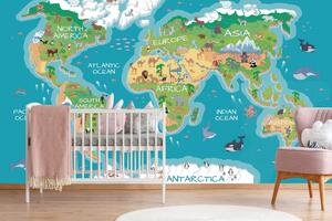Samoljepljiva tapeta zemljopisna karta svijeta za djecu
